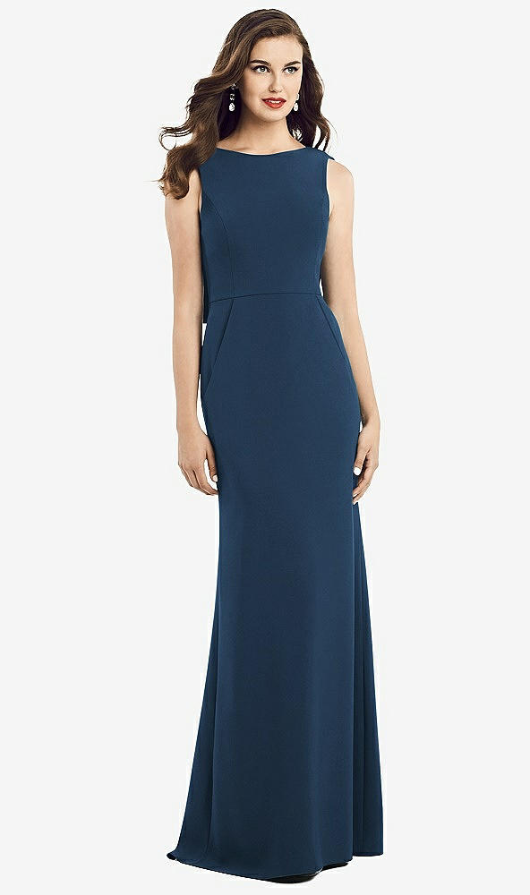 【STYLE: 3061】Draped Backless Crepe Dress with Pockets【COLOR: Sofia Blue】