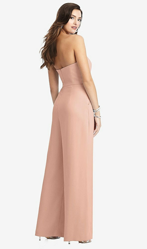 【STYLE: 3066】Strapless Notch Crepe Jumpsuit with Pockets【COLOR: Pale Peach】