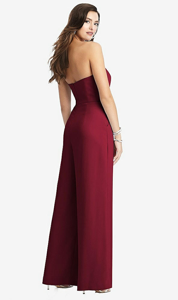 【STYLE: 3066】Strapless Notch Crepe Jumpsuit with Pockets【COLOR: Burgundy】