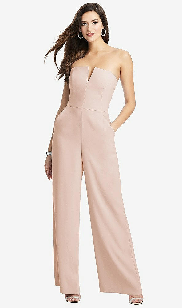 【STYLE: 3066】Strapless Notch Crepe Jumpsuit with Pockets【COLOR: Cameo】