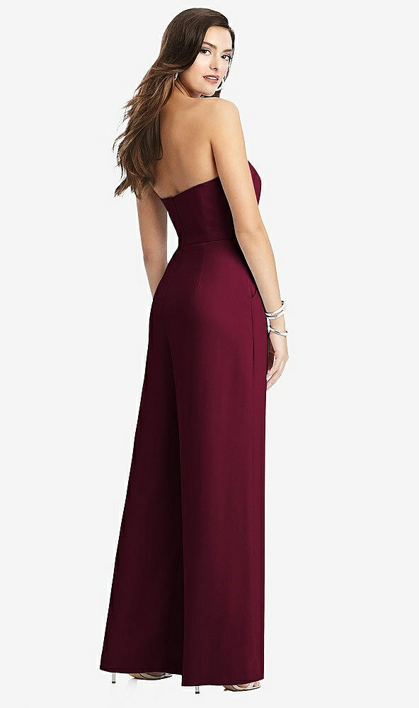 【STYLE: 3066】Strapless Notch Crepe Jumpsuit with Pockets【COLOR: Cabernet】