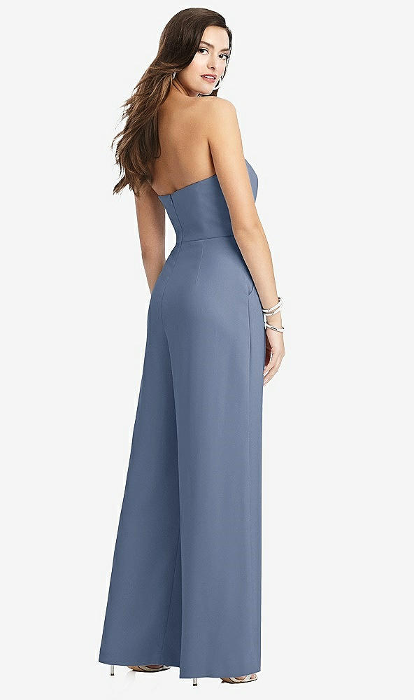 【STYLE: 3066】Strapless Notch Crepe Jumpsuit with Pockets【COLOR: Larkspur Blue】