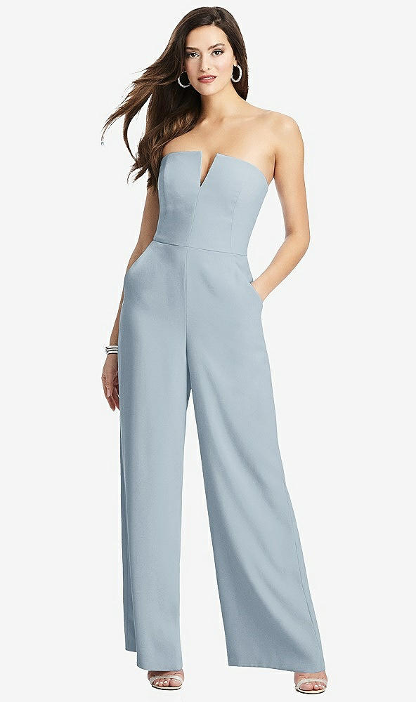 【STYLE: 3066】Strapless Notch Crepe Jumpsuit with Pockets【COLOR: Mist】