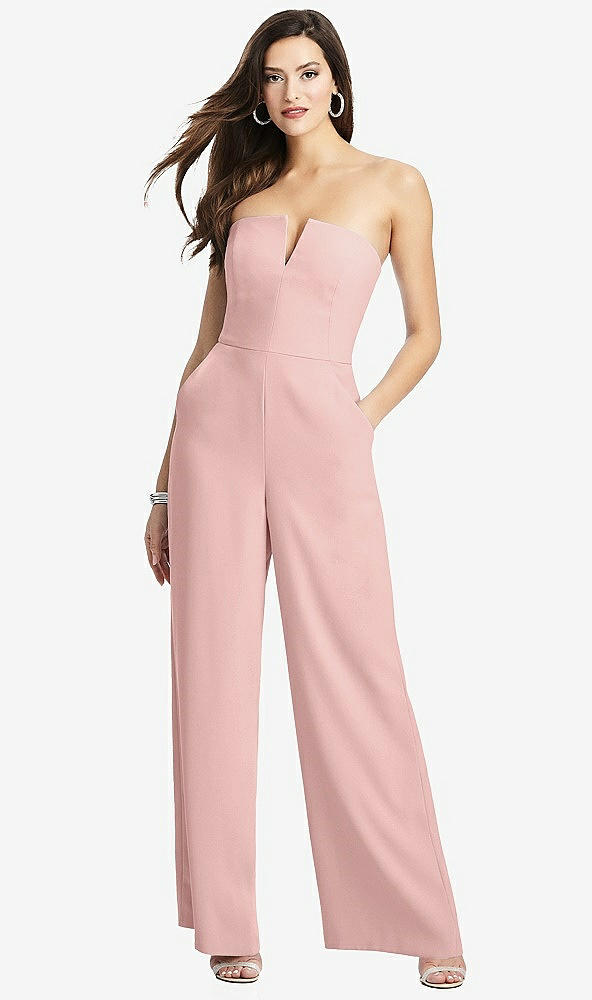 【STYLE: 3066】Strapless Notch Crepe Jumpsuit with Pockets【COLOR: Rose - PANTONE Rose Quartz】