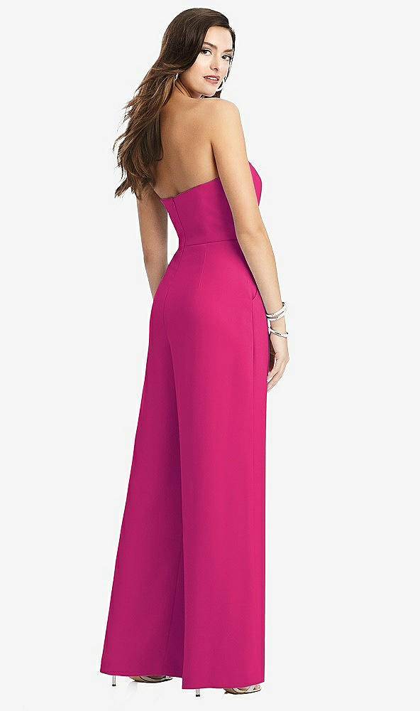 【STYLE: 3066】Strapless Notch Crepe Jumpsuit with Pockets【COLOR: Think Pink】