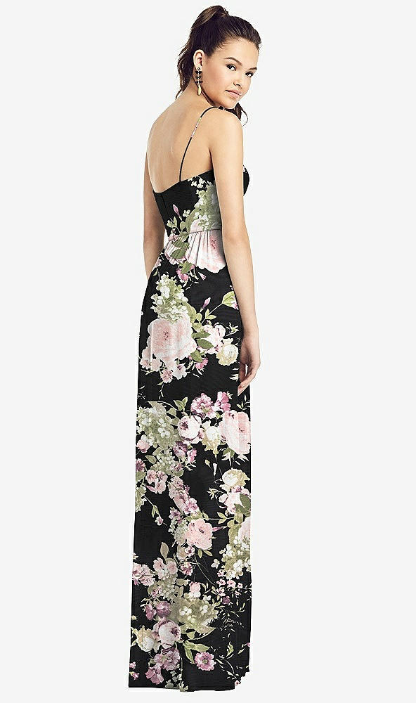 【STYLE: TH017】Slim Spaghetti Strap Chiffon Dress with Front Slit 【COLOR: Noir Garden】