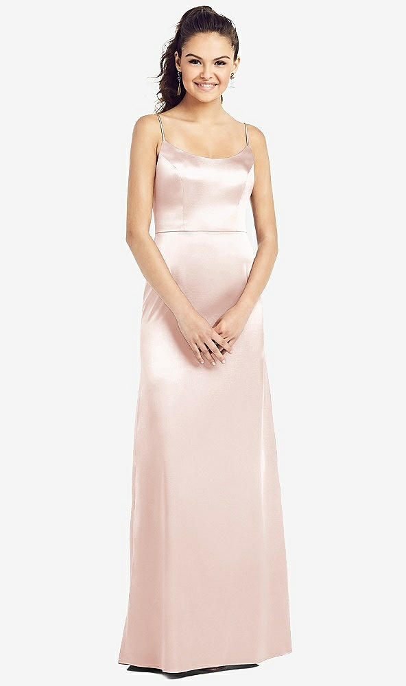 【STYLE: TH021】Slim Spaghetti Strap V-Back Trumpet Gown【COLOR: Blush】
