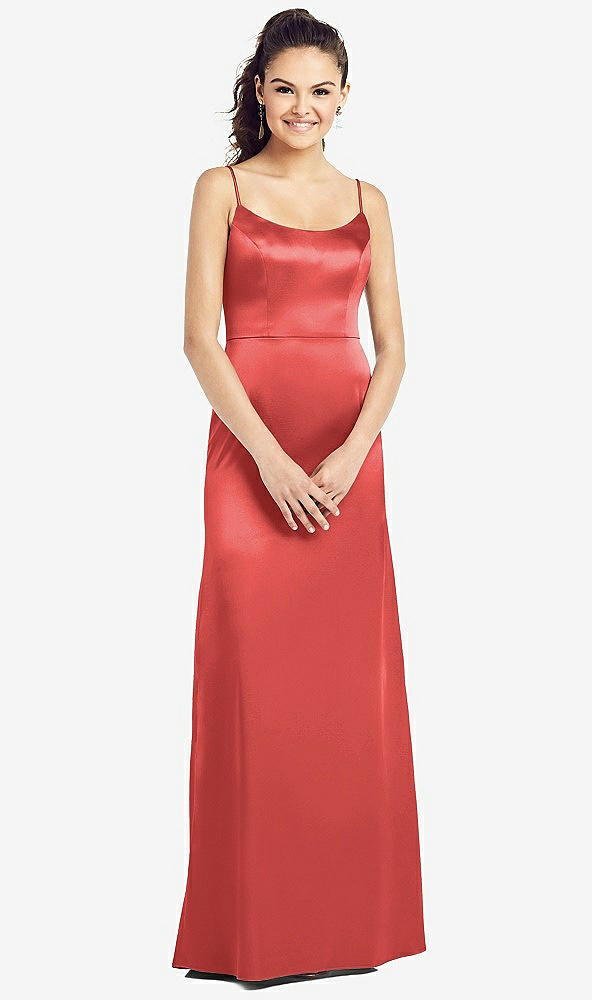 【STYLE: TH021】Slim Spaghetti Strap V-Back Trumpet Gown【COLOR: Perfect Coral】