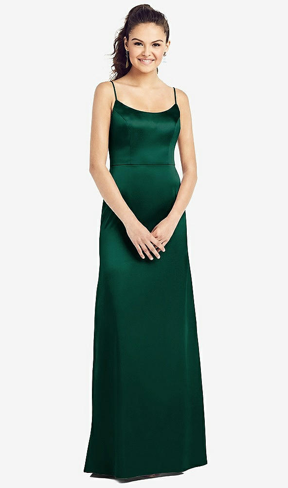 【STYLE: TH021】Slim Spaghetti Strap V-Back Trumpet Gown【COLOR: Hunter Green】