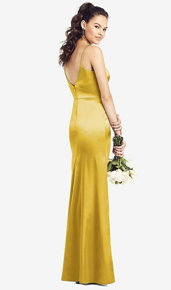 【STYLE: TH021】Slim Spaghetti Strap V-Back Trumpet Gown【COLOR: Marigold】