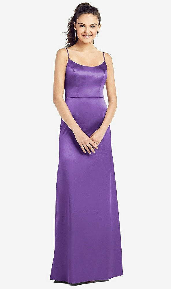 【NEW】【STYLE: TH021】スリム スパゲッティ ストラップ Vバック トランペット ガウン【COLOR: Pansy】【SIZE: 00-30W】