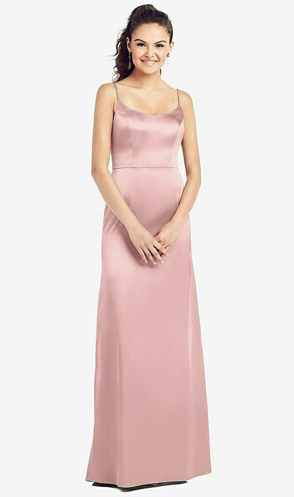 【STYLE: TH021】Slim Spaghetti Strap V-Back Trumpet Gown【COLOR: Rose - PANTONE Rose Quartz】