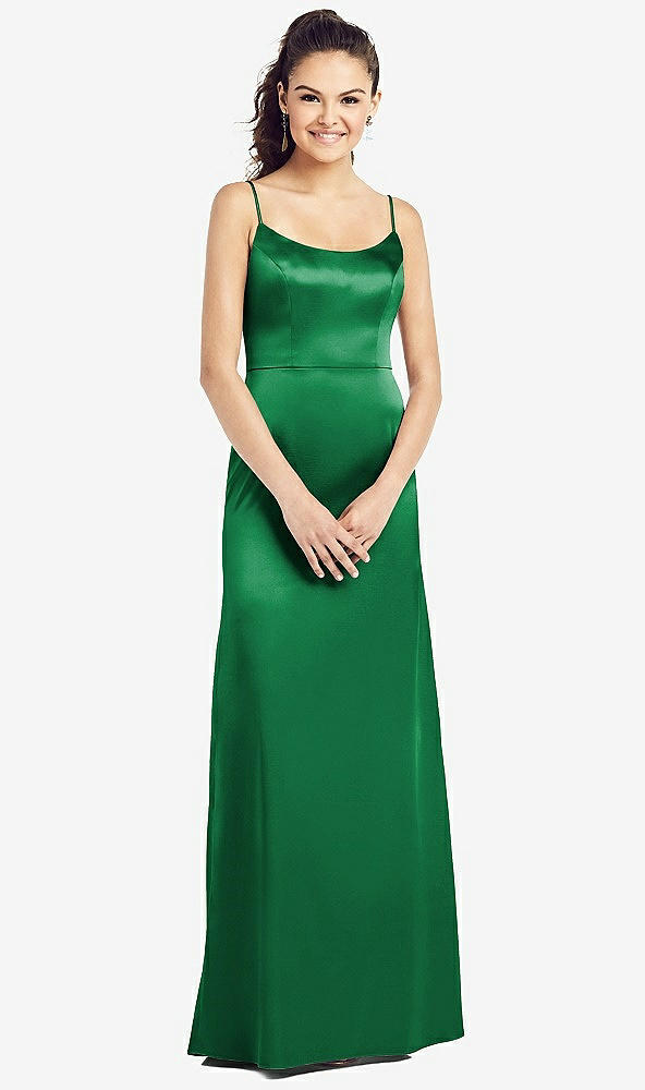 【STYLE: TH021】Slim Spaghetti Strap V-Back Trumpet Gown【COLOR: Shamrock】