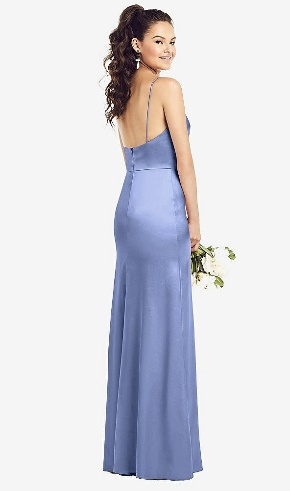 【STYLE: TH022】Slim Spaghetti Strap Wrap Bodice Trumpet Gown【COLOR: Periwinkle - PANTONE Serenity】
