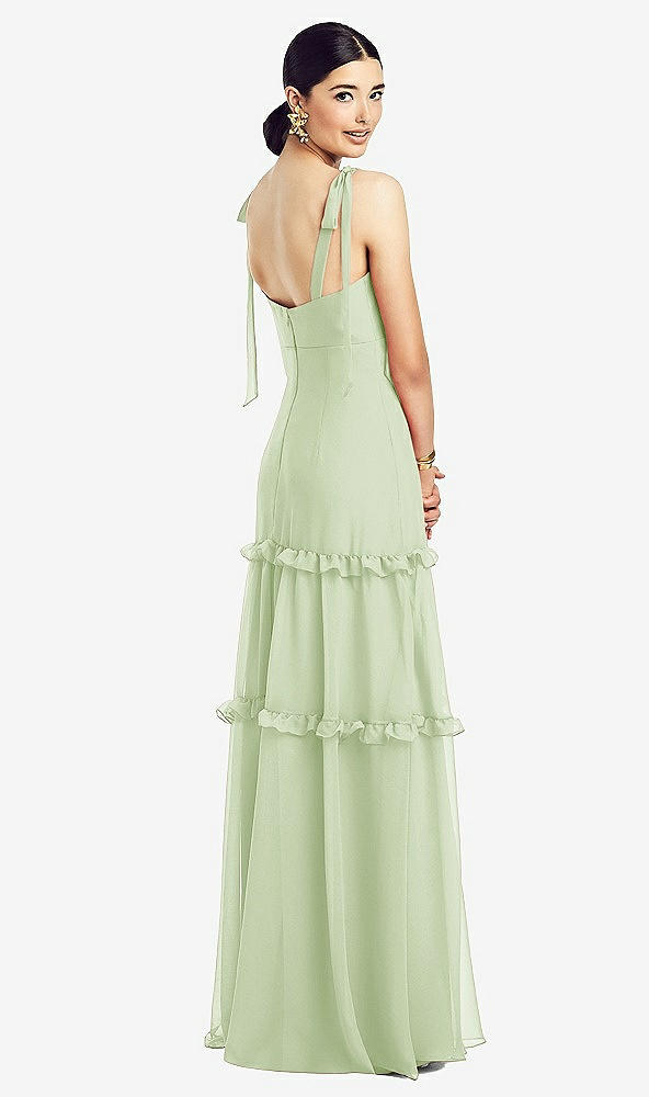 【STYLE: 1529】Bowed Tie-Shoulder Chiffon Dress with Tiered Ruffle Skirt【COLOR: Limeade】