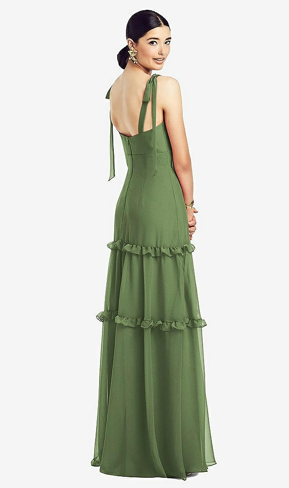 【STYLE: 1529】Bowed Tie-Shoulder Chiffon Dress with Tiered Ruffle Skirt【COLOR: Clover】