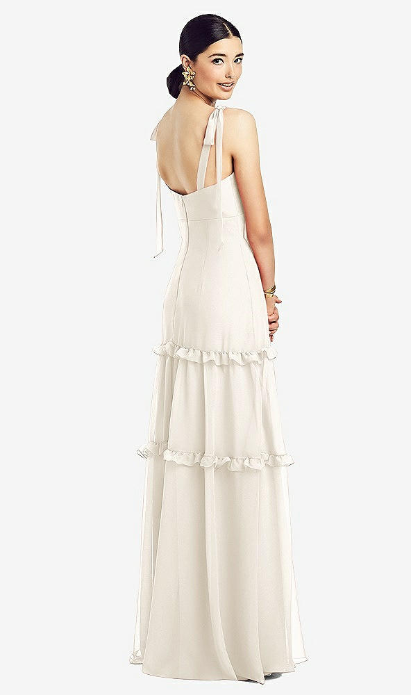 【STYLE: 1529】Bowed Tie-Shoulder Chiffon Dress with Tiered Ruffle Skirt【COLOR: Ivory】