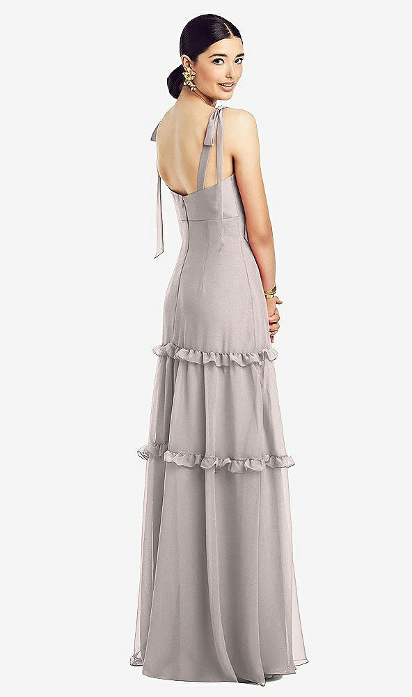【STYLE: 1529】Bowed Tie-Shoulder Chiffon Dress with Tiered Ruffle Skirt【COLOR: Taupe】