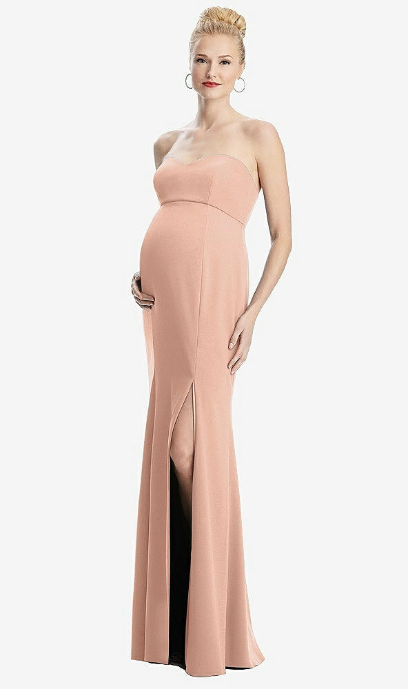 【STYLE: M440】Strapless Crepe Maternity Dress with Trumpet Skirt【COLOR: Pale Peach】