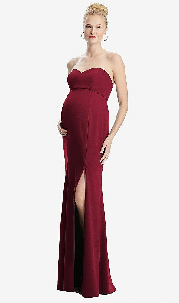 【STYLE: M440】Strapless Crepe Maternity Dress with Trumpet Skirt【COLOR: Burgundy】