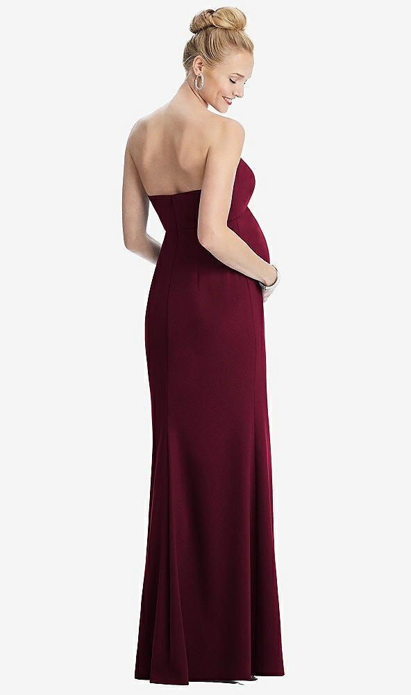 【STYLE: M440】Strapless Crepe Maternity Dress with Trumpet Skirt【COLOR: Cabernet】