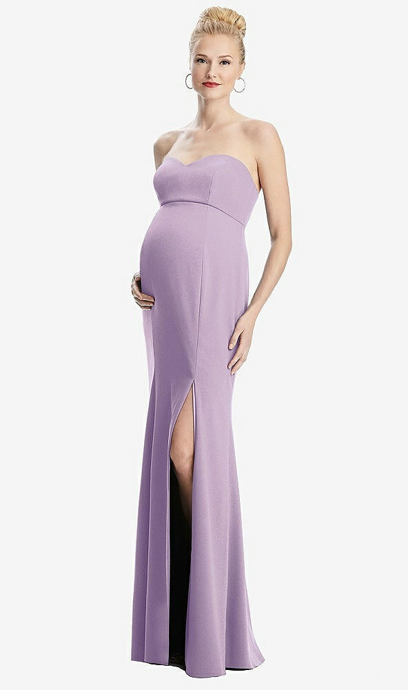 【STYLE: M440】Strapless Crepe Maternity Dress with Trumpet Skirt【COLOR: Pale Purple】