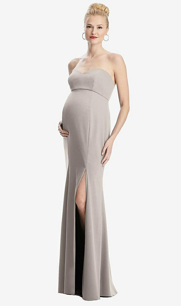 【STYLE: M440】Strapless Crepe Maternity Dress with Trumpet Skirt【COLOR: Taupe】