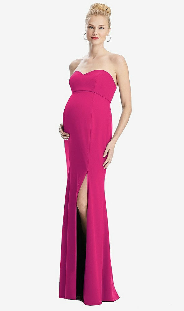【STYLE: M440】Strapless Crepe Maternity Dress with Trumpet Skirt【COLOR: Think Pink】