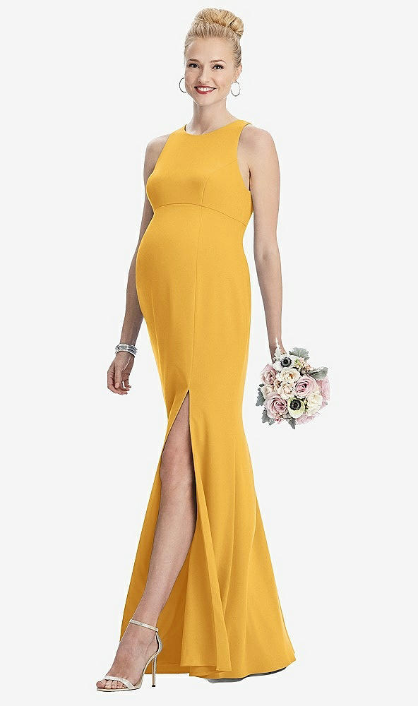 【STYLE: M441】Sleeveless Halter Maternity Dress with Front Slit【COLOR: NYC Yellow】