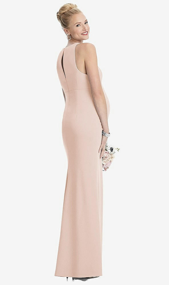 【STYLE: M441】Sleeveless Halter Maternity Dress with Front Slit【COLOR: Cameo】