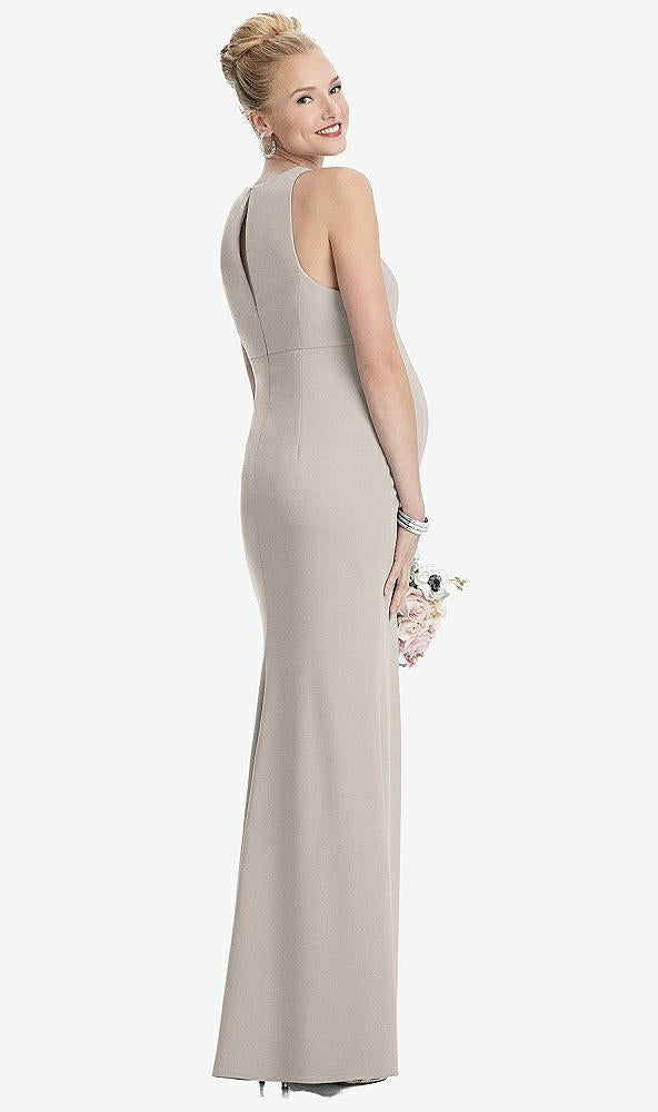 【NEW】【STYLE: M441】ノースリーブ ホルター マタニティ ドレス 前面 スリット【COLOR: Taupe】【SIZE: 00-30W】