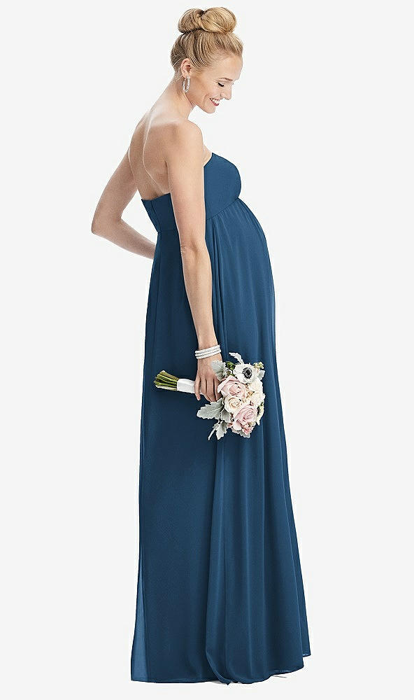 【NEW】【STYLE: M443】ストラップレス シフォン シアレッド スカート マタニティ ドレス【COLOR: Dusk Blue】【SIZE: 00-30W】