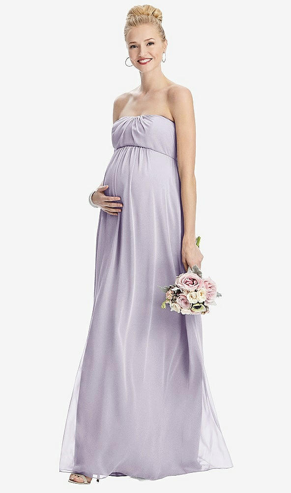 【STYLE: M443】Strapless Chiffon Shirred Skirt Maternity Dress【COLOR: Moondance】