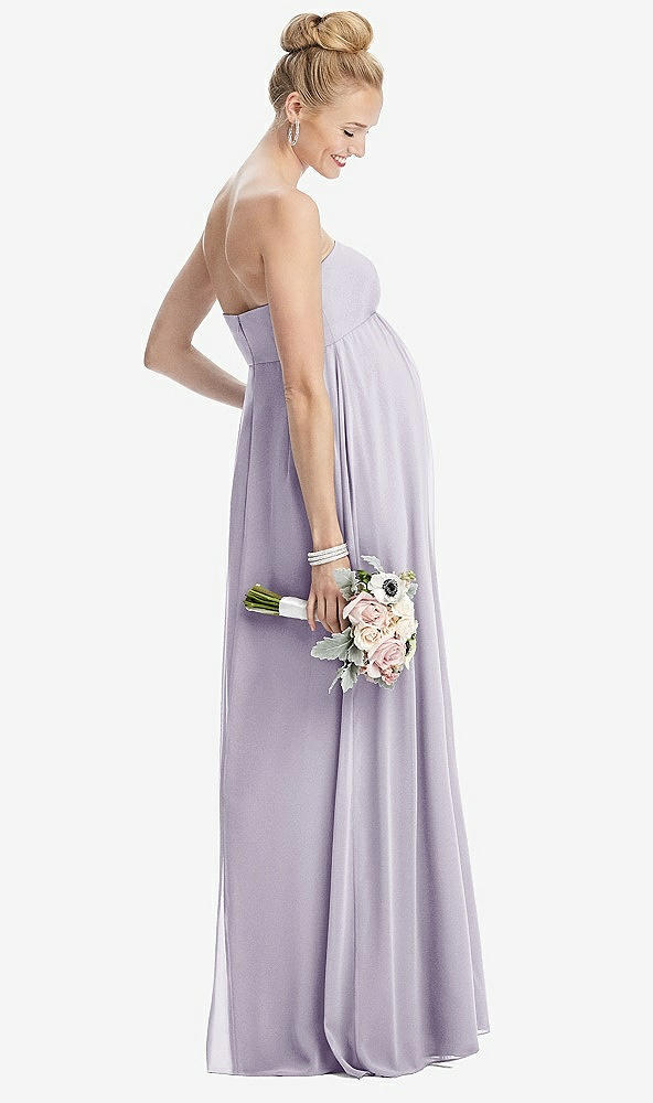 【STYLE: M443】Strapless Chiffon Shirred Skirt Maternity Dress【COLOR: Moondance】