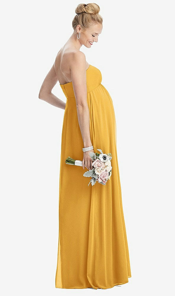 【STYLE: M443】Strapless Chiffon Shirred Skirt Maternity Dress【COLOR: NYC Yellow】