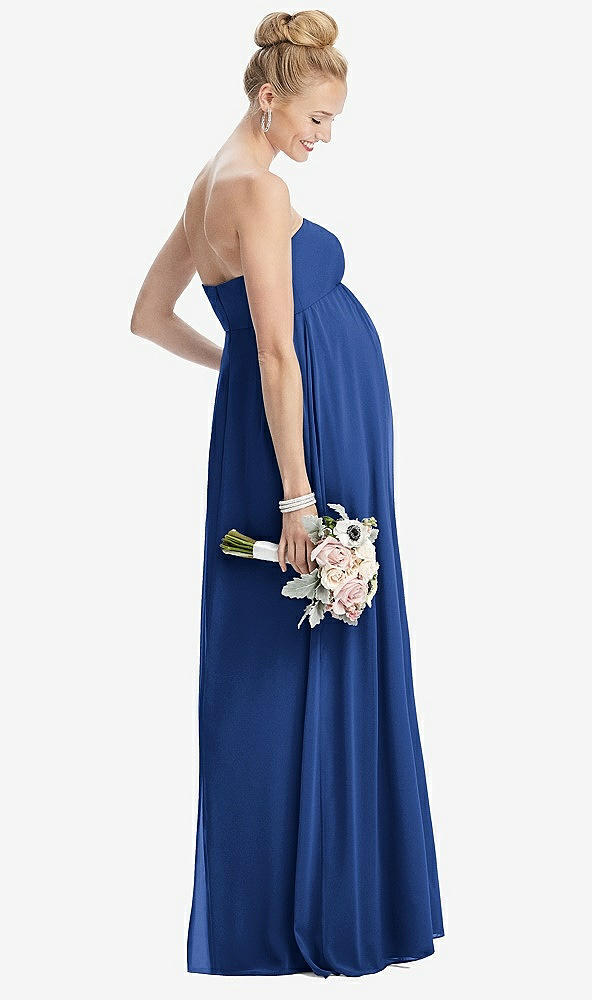 【NEW】【STYLE: M443】ストラップレス シフォン シアレッド スカート マタニティ ドレス【COLOR: Classic Blue】【SIZE: 00-30W】