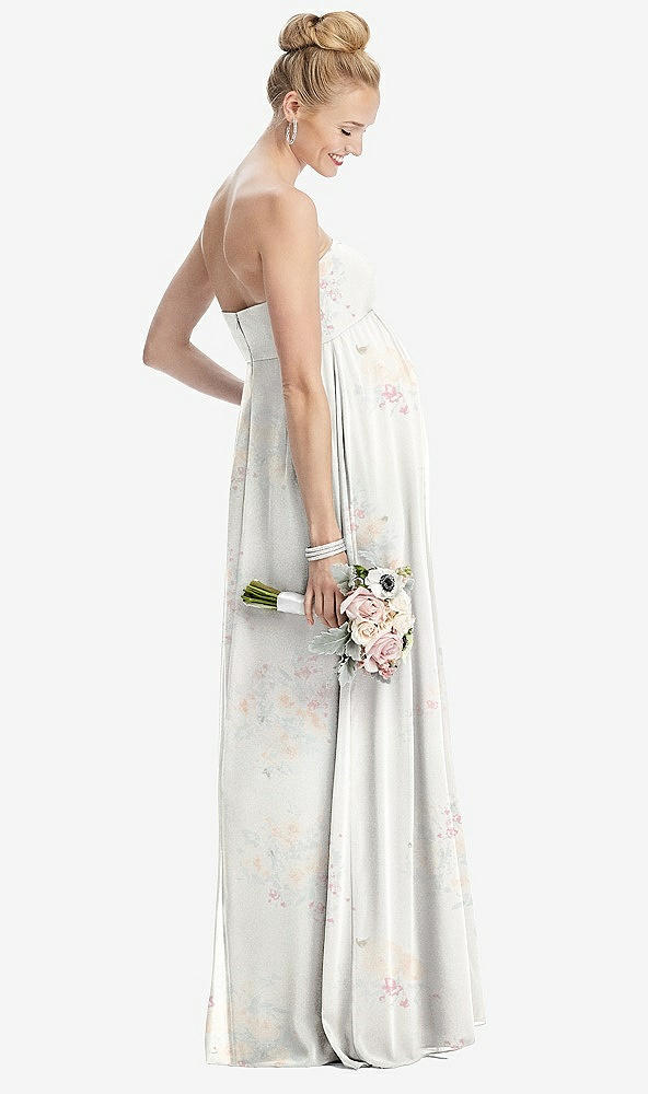 【STYLE: M443】Strapless Chiffon Shirred Skirt Maternity Dress【COLOR: Spring Fling】