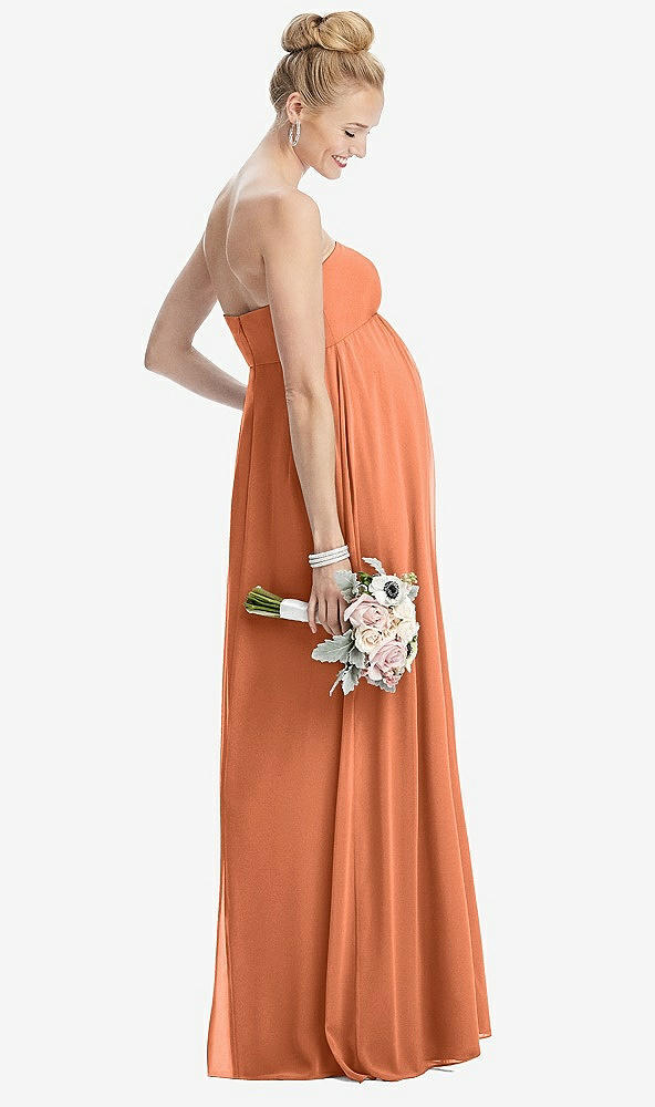 【STYLE: M443】Strapless Chiffon Shirred Skirt Maternity Dress【COLOR: Sweet Melon】