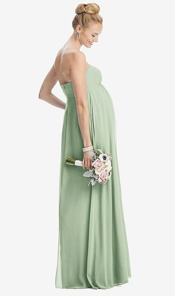 【STYLE: M443】Strapless Chiffon Shirred Skirt Maternity Dress【COLOR: Celadon】
