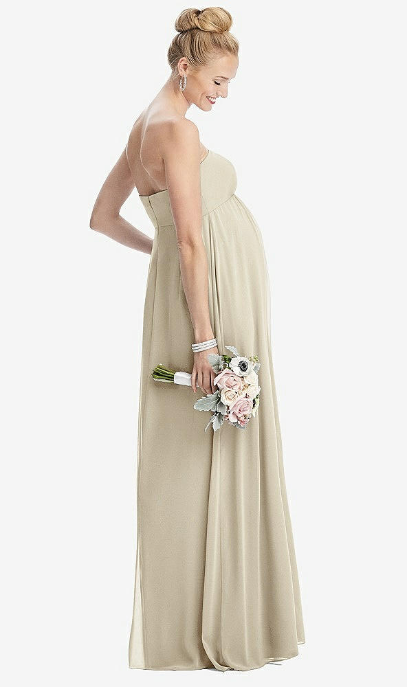 【STYLE: M443】Strapless Chiffon Shirred Skirt Maternity Dress【COLOR: Champagne】