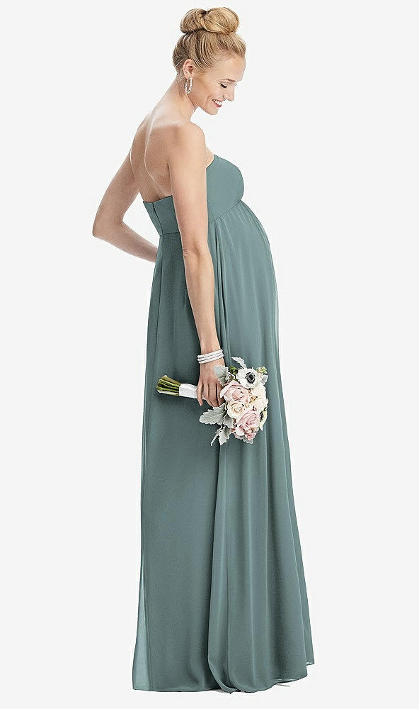 【STYLE: M443】Strapless Chiffon Shirred Skirt Maternity Dress【COLOR: Icelandic】