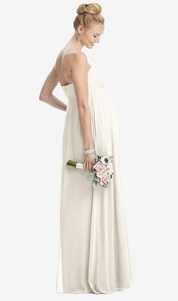 【STYLE: M443】Strapless Chiffon Shirred Skirt Maternity Dress【COLOR: Ivory】