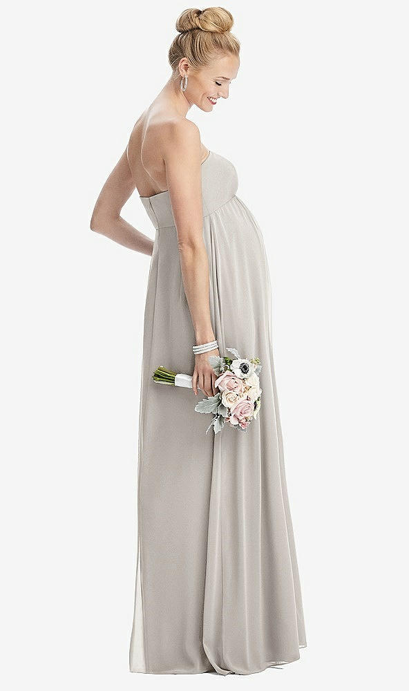 【STYLE: M443】Strapless Chiffon Shirred Skirt Maternity Dress【COLOR: Oyster】