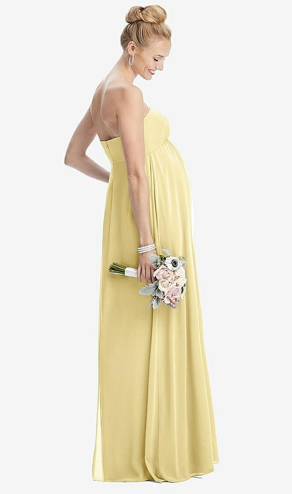 【STYLE: M443】Strapless Chiffon Shirred Skirt Maternity Dress【COLOR: Pale Yellow】