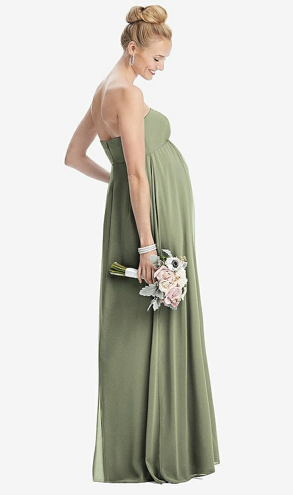 【STYLE: M443】Strapless Chiffon Shirred Skirt Maternity Dress【COLOR: Sage】