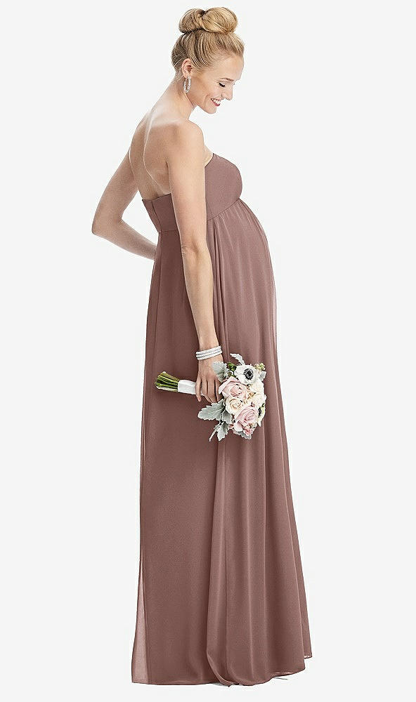 【STYLE: M443】Strapless Chiffon Shirred Skirt Maternity Dress【COLOR: Sienna】