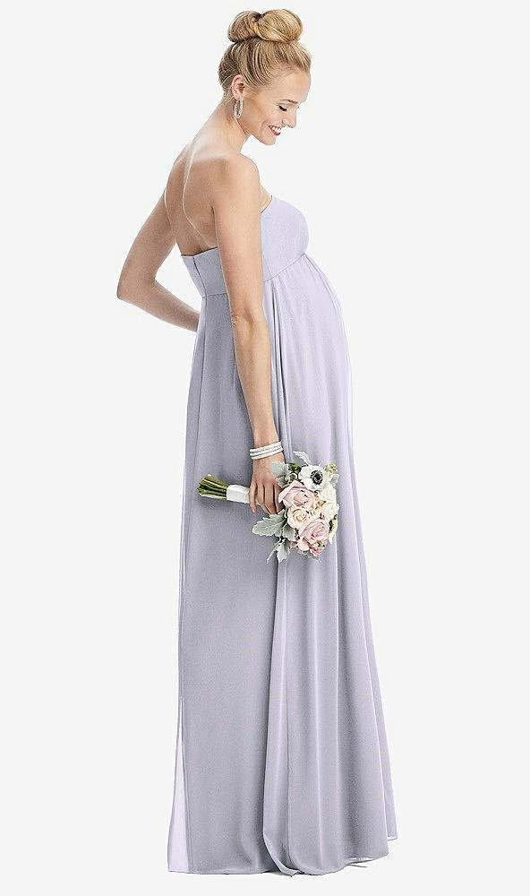 【STYLE: M443】Strapless Chiffon Shirred Skirt Maternity Dress【COLOR: Silver Dove】
