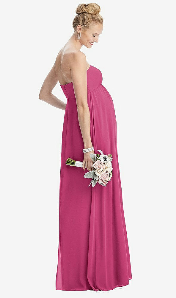 【STYLE: M443】Strapless Chiffon Shirred Skirt Maternity Dress【COLOR: Tea Rose】