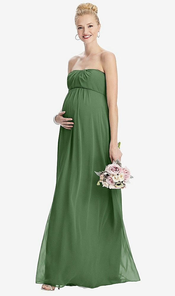 【STYLE: M443】Strapless Chiffon Shirred Skirt Maternity Dress【COLOR: Vineyard Green】