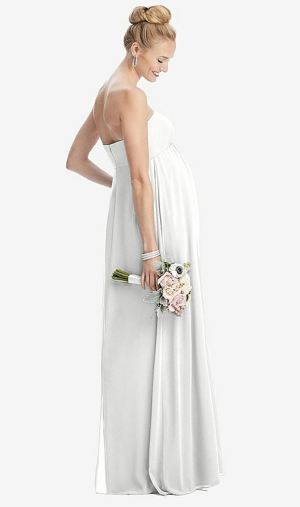【STYLE: M443】Strapless Chiffon Shirred Skirt Maternity Dress【COLOR: White】